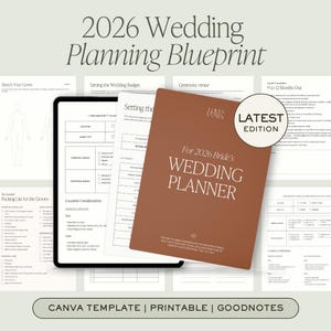 Digital Wedding Planner Checklist Printable Editable Canva Template with Budget Timeline and Guest Management Tools (Digital Download)