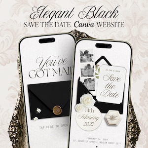 Minimalist Digital Save The Date Website | Editable Canva Template | Collect Wedding Guest Addresses or Early RSVP | Interactive Invitation