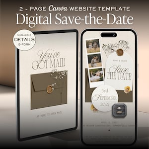 Rustic Digital Save The Date Website | Fall Wedding Canva Template | Collect Guest Addresses | Interactive Invitation (Digital Download)