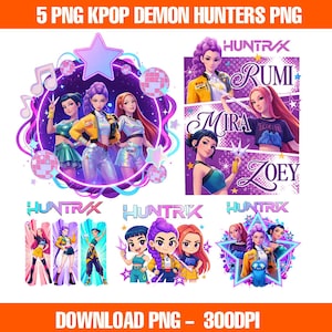 Kpop Demon Hunters Bundle PNG SVG, Huntrix fans, Kpop Idol Group Shirt, Saja Boys Girls Bands Png, Huntrix png design, Digital Download