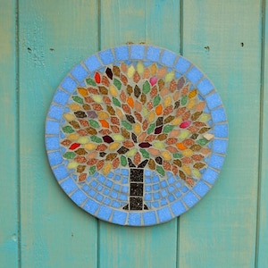 Autumn Jewel Tree Mosaic Garden Yard Hanging Plaque Ornament Decoration