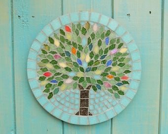 Summer Jewel Tree Mosaic Garden Yard Hanging Plaque Ornament Decoration