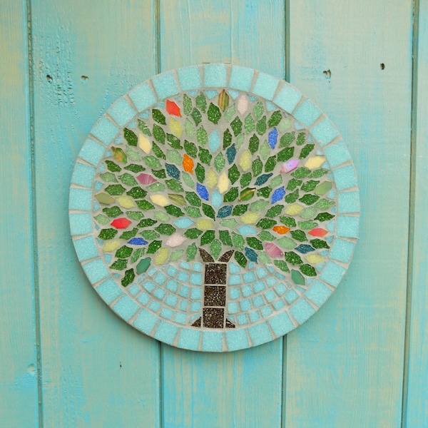 Summer Jewel Tree Mosaic Garden Yard Hanging Plaque Ornament Decoration