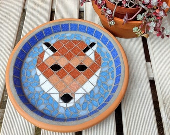 Foraging Fox Mosaic Garden Yard Water Bird Bath Decor