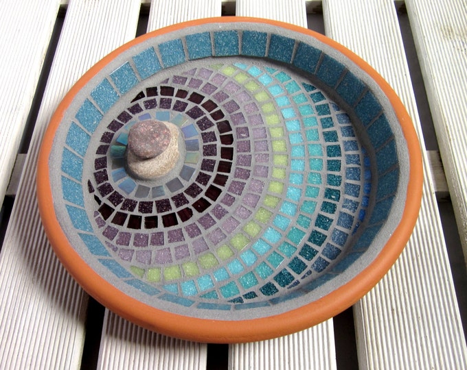 Heather Ripple Mosaic Garden Bird Bath Ornament Etsy