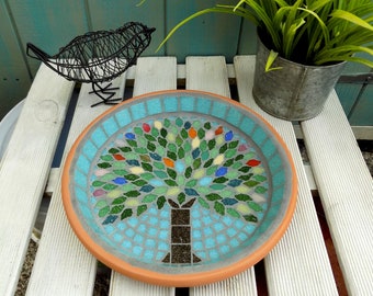 Summer Jewel Tree Mosaic Garden Yard Bird Bath Ornament Decoration