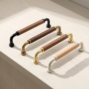 Wood Cabinet Handles Walnut Drawer Pulls Modern Kitchen Cabinet Hardware Dresser Wardrobe Cupboard Zinc Alloy Furniture Pulls