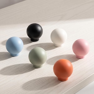 Round Ball Cabinet Knobs Colorful Drawer Pulls Modern Kitchen Cabinet Hardware Kids Room Dresser Wardrobe Cupboard Aluminum Knob Set