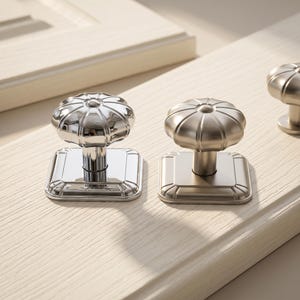 Tiradores de armario con forma de calabaza, tiradores de cajón de níquel plateado, herrajes para muebles con forma de flor, pomos de aleación de zinc para armarios y cómodas de cocina.