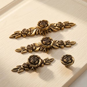 Rose kastbeslag, vintage bloemen ladegrepen, kastknoppen, Franse landelijke keuken meubelgrepen, zinklegering hardware