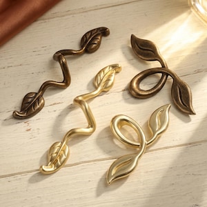 Leaf Cabinet Handles, Vintage Branch Drawer Pulls, Zinc Alloy Kitchen Cabinet Hardware, Botanical Dresser Pulls, Wardrobe Door Handles