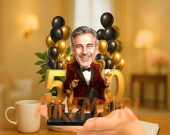 50th Birthday Gifts Personalized Caricature Figurine Custom Photo Cartoon Desk Decoration