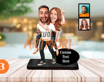 Boyfriend Gift For Husband Personalized Couple Caricature Figurine Art Wife, Girlfriend, Boyfriend, Valentines