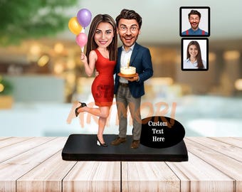 Valentines Gift Personalized Caricature Figurine from Photo Romantic Couple Desk Decor