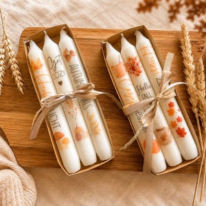Herbst-Stabkerzen Kürbis 3er-Set, 18 cm – elegante Herbstdeko, Tischdeko und stilvolle Kerzen für dein Zuhause