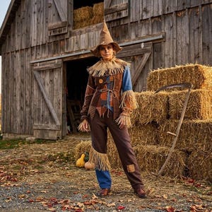 Scarecrow Costume for Adults – Rustic Halloween Costume, Patchwork Farmer Outfit, Harvest Festival Cosplay, Fancy Dress