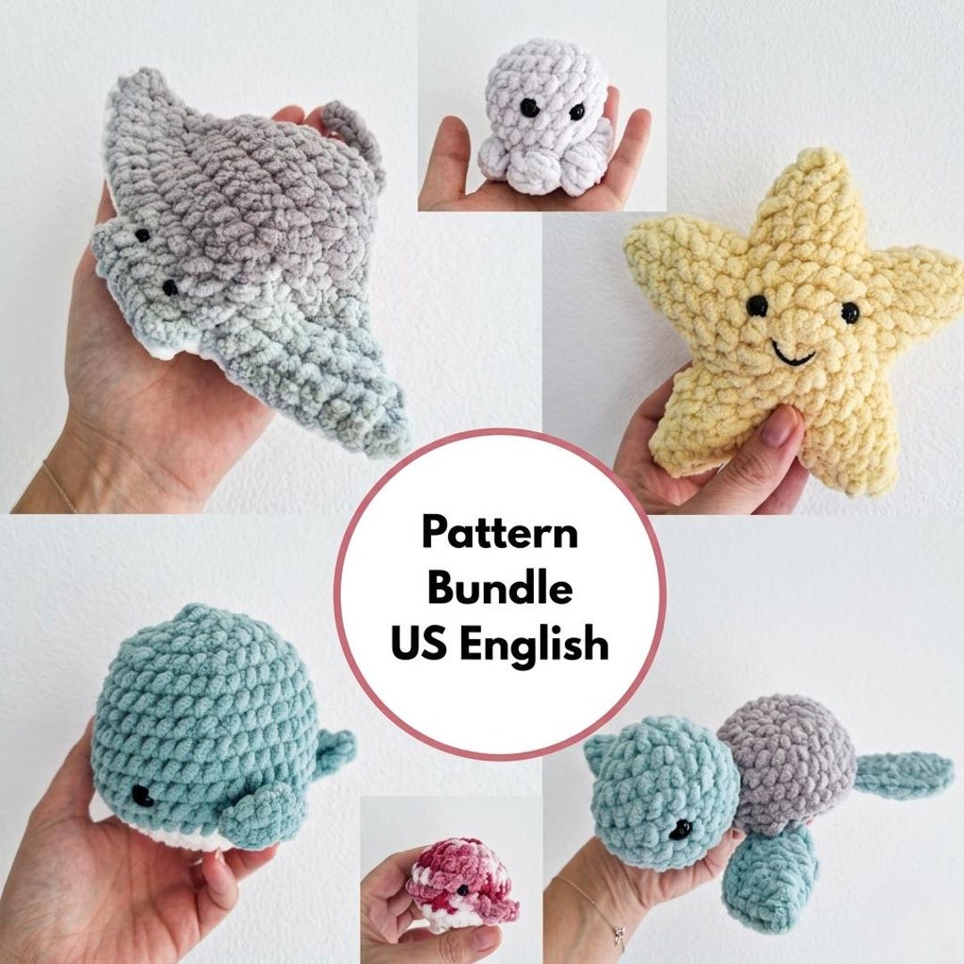 Sea Animals Beginner Crochet Easy Amigurumi Pattern Bundle - Etsy