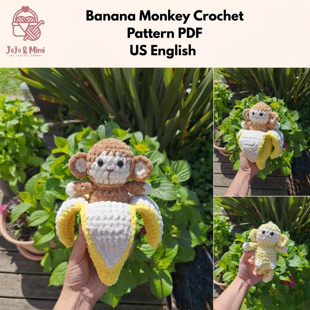 40 Banana Crochet Patterns: Play Food, Amigurumi, Pouches, and More 29 Banana Monkey Interactive Fruit Animal Amigurumi