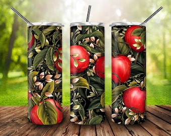 Summer Fresh Fruit Apple Seamless Background For 20 oz Skinny Tumbler Sublimation Fruit Tumbler PNG Sublimation Gift For Fruit Apple Lovers