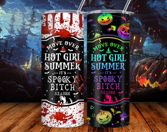 2 20oz Skinny Sublimation, Halloween Tumbler Wrap Hot Girl Summer,Spooky Season Funny Tumbler Wrap PNG, Halloween Horror Tumbler