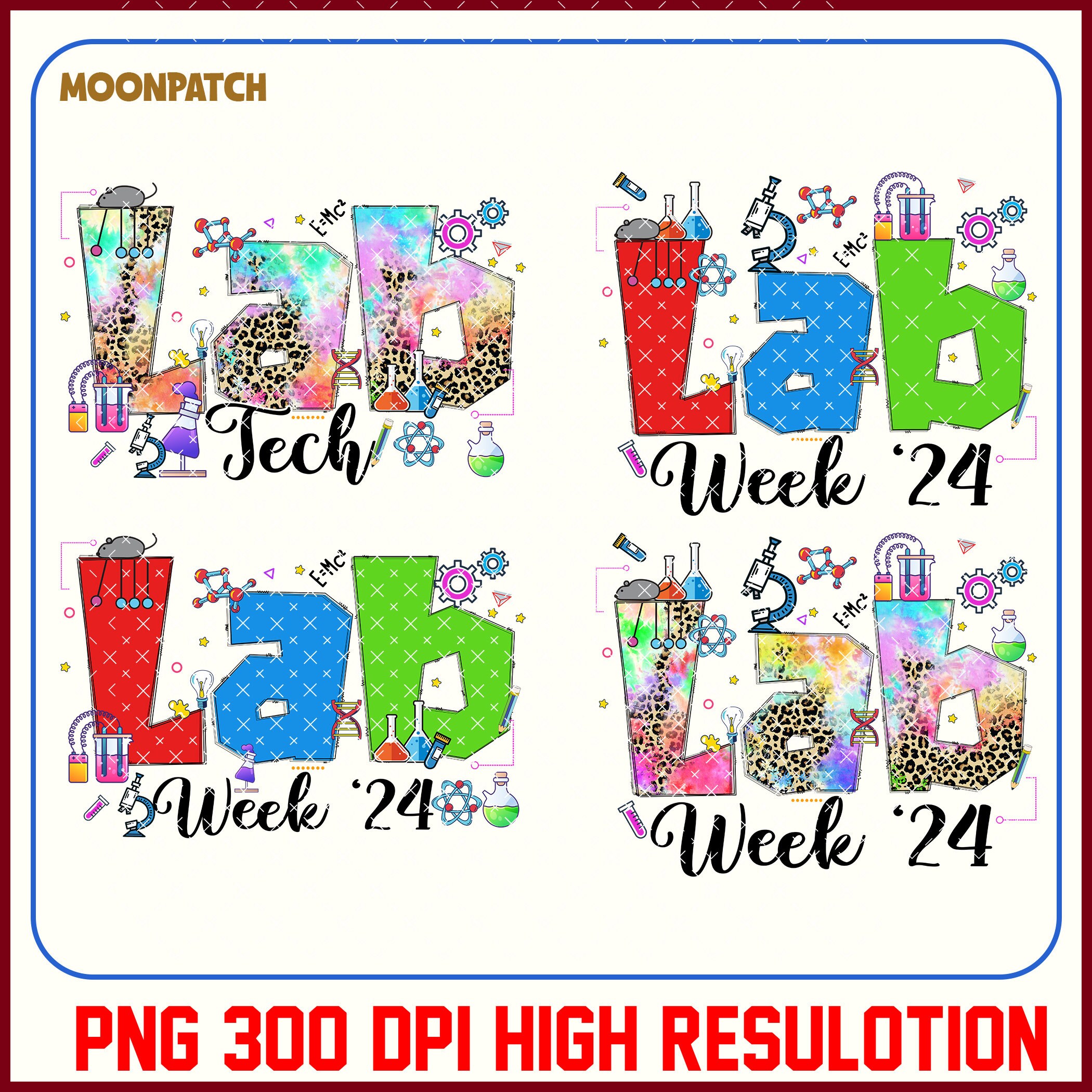 Lab Week 2024 Png,lab Tech PNG, Chemistry Teacher PNG, Leopard Tie Dye