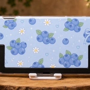 Custom Blueberry Case for Switch, OLED, Lite and Switch 2, Clear Hard Shell Cover, Cute Kawaii Fruit Console Skin