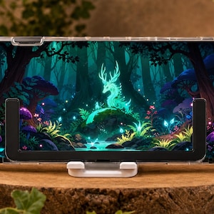 Funda personalizada con diseño de espíritu del bosque brillante para Switch, OLED, Lite y Switch 2, carcasa rígida transparente, diseño de ciervo místico para consola.