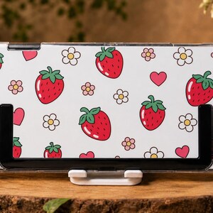 Custodia personalizzata con adesivo a forma di fragola per Switch, OLED, Lite e Switch 2, cover rigida trasparente, simpatica skin retrò per console.