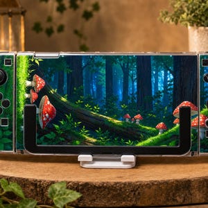 Custom Mushroom Forest Case for Switch, OLED, Lite and Switch 2, Clear Hard Shell Cover, Magical Woodland Console Skin
