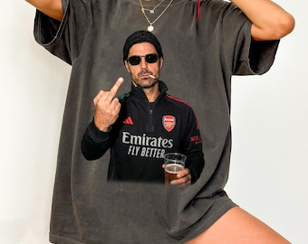 Camiseta con meme de Mikel Arteta, camiseta divertida del entrenador del Arsenal, camiseta gráfica divertida de fútbol, regalo original para aficionados al fútbol, camiseta vintage de tejido grueso con efecto desgastado.