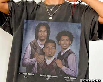 Camiseta Victor Wembanyama Stephon Castle, camiseta retro de anuario de Dylan Harper, camiseta divertida con estampado de baloncesto de la NBA, regalo para aficionados al fútbol, camiseta lavada