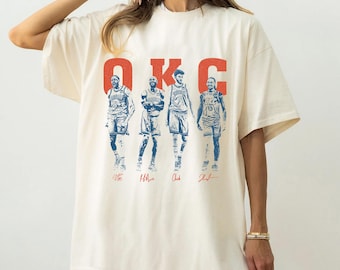 Camiseta Shai Gilgeous Jalen Williams Vintage Comfort Colors, camiseta gráfica de jugadores de baloncesto de OKC, sudadera con capucha Oklahoma City Thunder Young