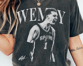 Camiseta vintage Victor Wembanyama Comfort Colors, camiseta de baloncesto Wemby San Antonio Spurs, sudadera con capucha extragrande para niños pequeños para el día del partido