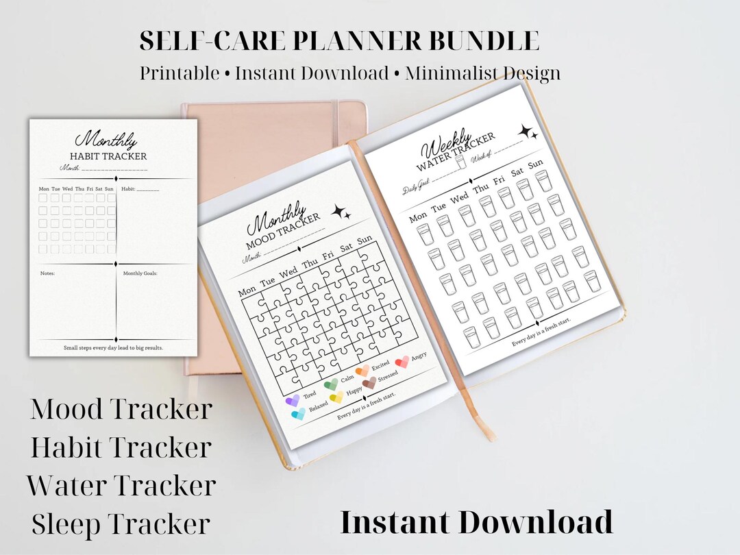Self Care Planner Printable, Habit Tracker, Mood Tracker, Mental Health ...