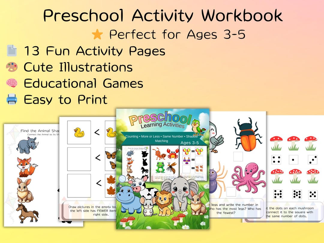 Preschool Activity Workbook Printable PDF | Learning Activities for