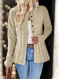 Women’s Solid Knit Cardigan Sweater – Long Sleeve Cozy Autumn & Winter Layering Outfit