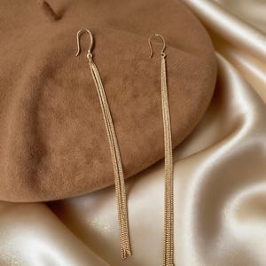 Kette Quaste Ohrringe Extra Lang Baumeln Tropfen Ohrringe Schulter Duster Minimalist Schmuck Brautjungfer Geschenk