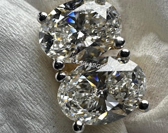 2Ct Oval Lab Grown Diamond Studs: D-E-F VVS1, 14k White Gold