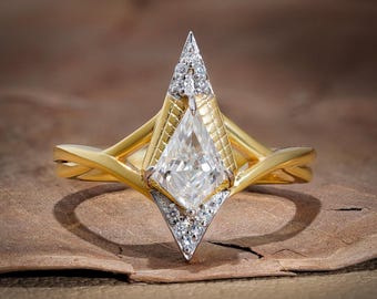 Anillo de compromiso con diamante cultivado en laboratorio de 1,50 quilates con corte de cometa, anillo de bodas, regalo de aniversario, anillo de propuesta, anillo con certificación IGI, anillo de promesa.