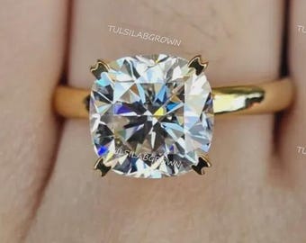 Anillo de compromiso con diamante talla cojín de 2,00 quilates, diamante cultivado en laboratorio certificado de 2 CT E-F VVS2 VVS, anillo de boda, anillo de pedida de mano para ella.