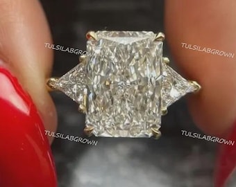 4.00 CT Radiant Cut Lab Grown Diamond Engagement Ring, Anniversary Gift For Her, Solid 14K Yellow Gold Wedding Ring, IGI certified Diamond