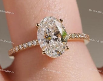 Exquisite 2.00 Carat Oval Cut Lab-Grown Diamond Engagement Ring with Hidden Halo & Pavé Accents in 18K Rose Gold | IGI Certified E-F-VVS2 |