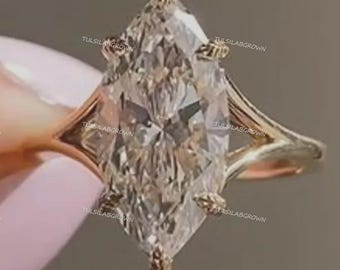 Anillo de bodas con diamantes cultivados en laboratorio de talla marquesa con certificación IGI, anillo de compromiso clásico con diamante CVD solitario, anillo de propuesta estilo celebridad