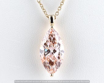 Pink Marquise Cut Lab Grown Diamond Pendant Two Shaped Prong,2.00 CT Solitaire Diamond Pendant,Single Bail,Wedding/Anniversary/Birthday Gift