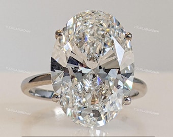 Certified 5 CT E-F VVS Oval Lab Diamond Ring Diamond Engagement Ring, IGI Certified, Yellow Gold Promise Ring, Gift for her Diamond Ring.