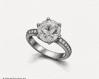 Diseño de grabado de anillo de boda PNG / Descarga digital 300 ppp, 5000 px / Blanco + Transparente