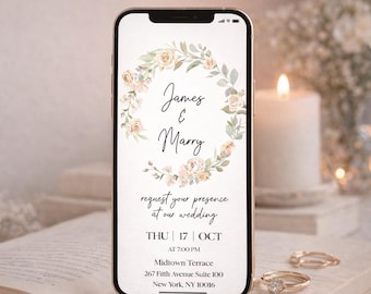 Animated Wedding Invitation Website with RSVP, Mobile Canva Template, Motion Digital Save Date