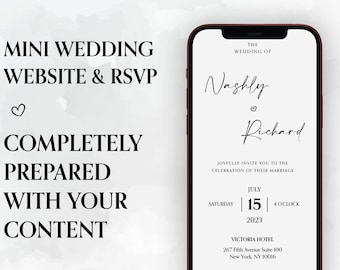 Online Wedding Invitations with Rsvp Mini Website Invitation - White Elegance Simple Invite - Personalized