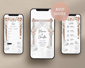 Modern Wedding Website Invitation, Digital RSVP Evite, Mobile Event Invite
