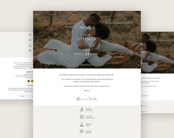 Ivory Wedding Website Template, RSVP, Editable Old Money Canva Site, Digital Invitation, Instant Download